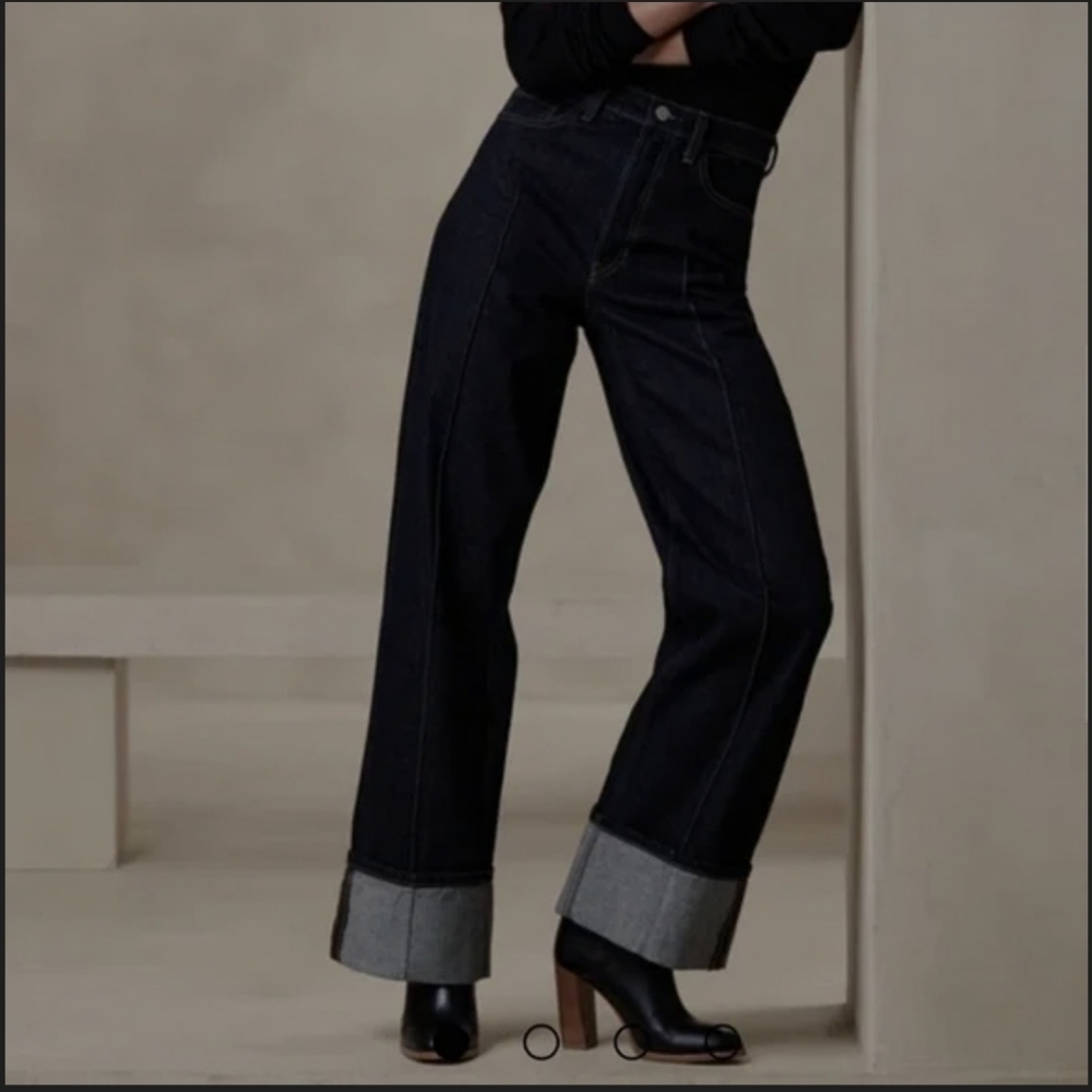 Banana Republic Dark Denim Wide Leg Jeans
